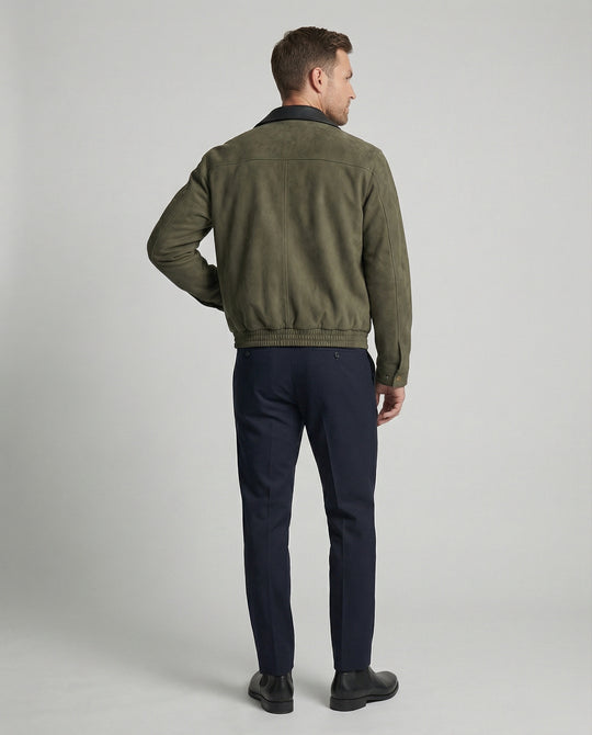 Herren kastige Blousonjacke mit Kunstlederkragen großen aufgesetzten Pattentaschen und elastischem Saum R&B