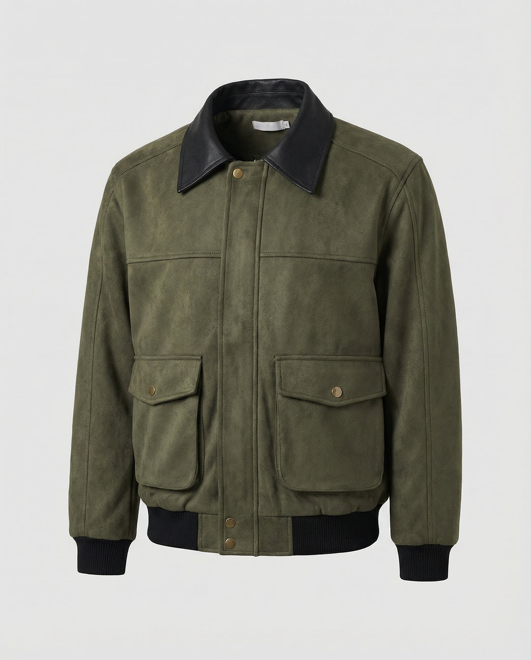 Herren kastige Blousonjacke mit Kunstlederkragen großen aufgesetzten Pattentaschen und elastischem Saum R&B