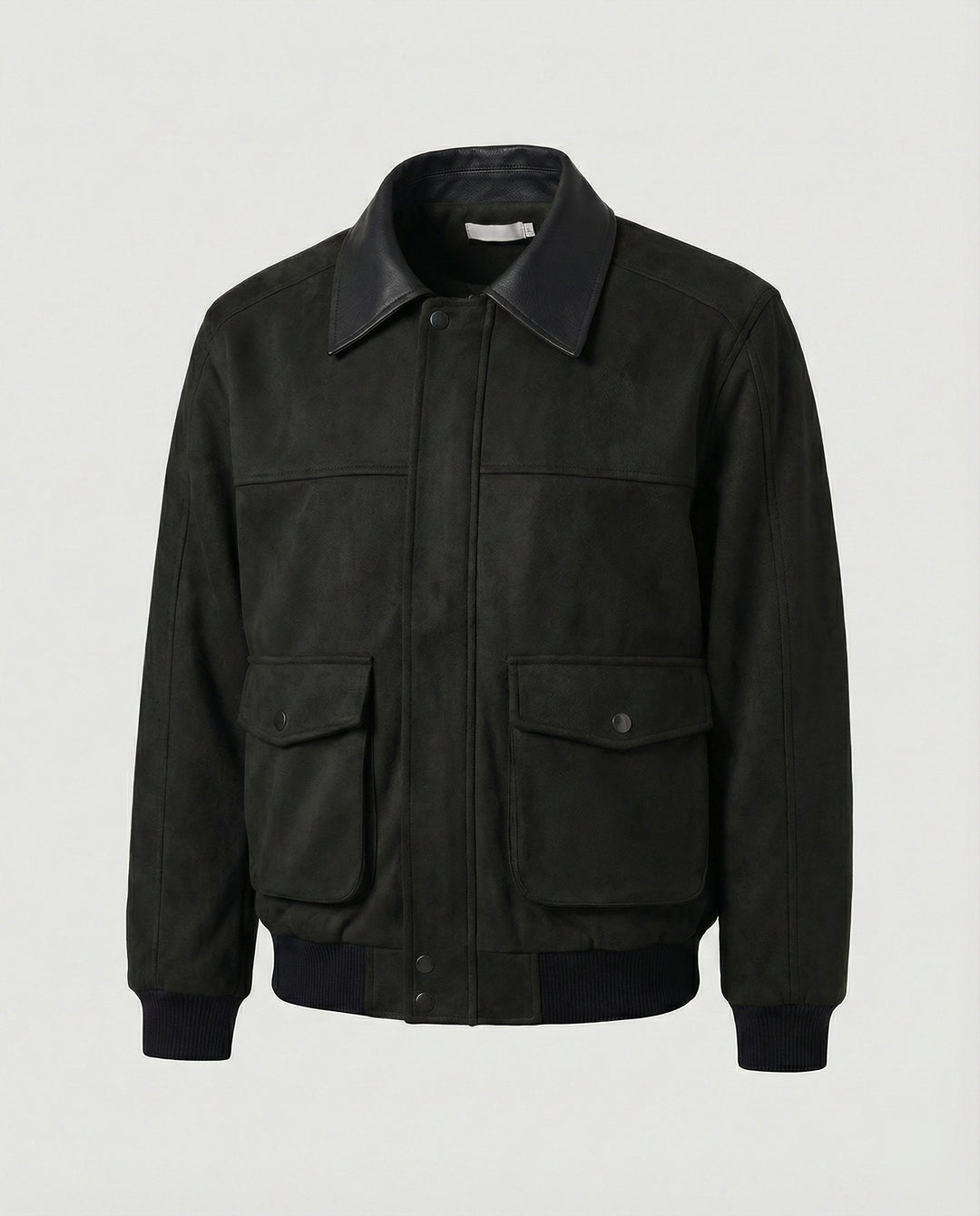 Herren kastige Blousonjacke mit Kunstlederkragen großen aufgesetzten Pattentaschen und elastischem Saum R&B