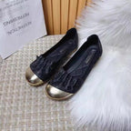 Damen Ballerinas mit modischem Falten-Design und glänzender Zehenkappe R&B