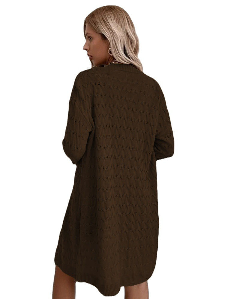 Damen Großer Strickmantel mit strukturiertem Muster und lässigem Schnitt R&B