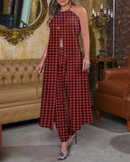 Damen Maxikleid mit schmeichelndem Schnitt und trendigem Hahnentrittmuster R&B