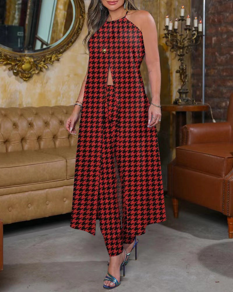 Damen Maxikleid mit schmeichelndem Schnitt und trendigem Hahnentrittmuster R&B