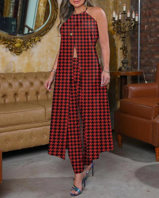 Damen Maxikleid mit schmeichelndem Schnitt und trendigem Hahnentrittmuster R&B