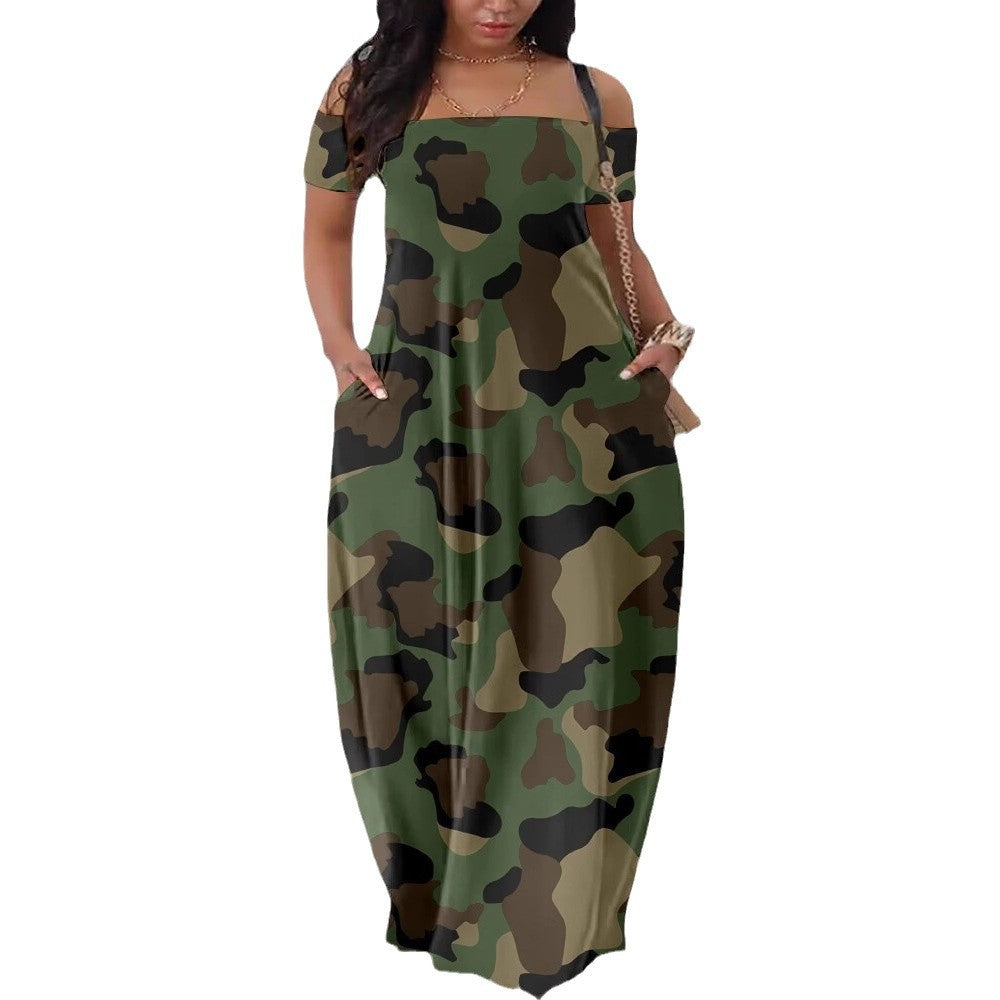 Damen Maxi-Kleid mit Off-Shoulder Design R&B