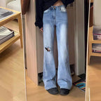Damen Flared Jeans mit hohem Bund und modischen Rissdetails R&B