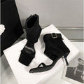 Damen elegante Ankle Boots mit modischem Riemen und hohem Absatz R&B