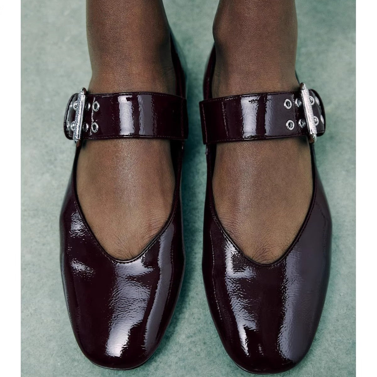 Damen Elegante Ballerinas im Leopardenmuster mit modischer Schnalle R&B