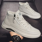 Damen Modische High-Top Sneakers aus hochwertigem Kunstleder mit Reißverschluss R&B