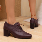 Damen High-Top Schnürschuhe mit elegantem Blockabsatz und R&Brnem Design R&B