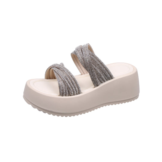 Damen Glamouröse Plateau-Sandalen mit funkelnden Riemen R&B