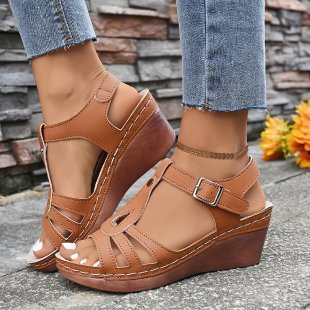 Damen Keilsandalen mit bequemer Fußbettung und verstellbarem Riemen R&B