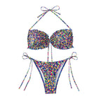 Damen Bikini mit sexy hoch geschnittenem Slip und buntem Design