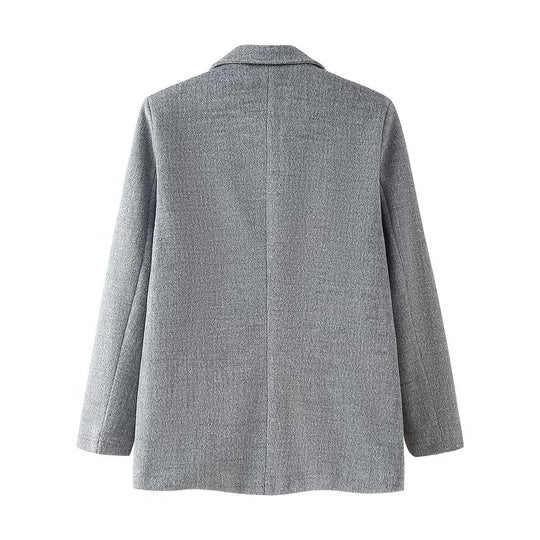 Damen elegante Blazerjacke mit aufgesetzten Taschen und hochwertigem Stoff R&B