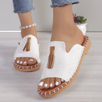 Damen Offene Freizeit-Sandalen mit modischem Quasten-Detail und rutschfester Sohle R&B