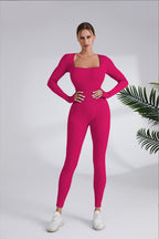 Damen Leggingsanzug mit elegantem Quadrat-Ausschnitt und figurbetonendem Schnitt R&B
