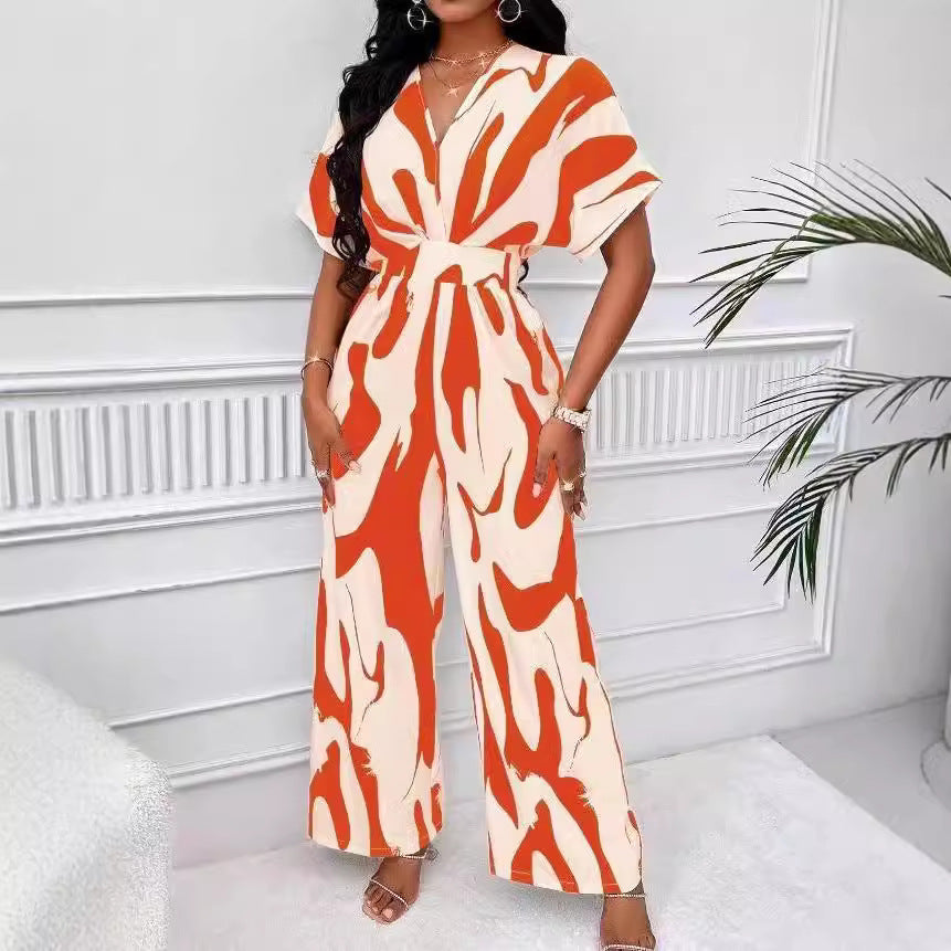 Damen Eleganter Jumpsuit mit weit geschnittenem Bein und raffiniertem Design R&B