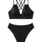 Damen Triangel-Bikini mit geflochtenen Trägern und hohem Schnitt R&B