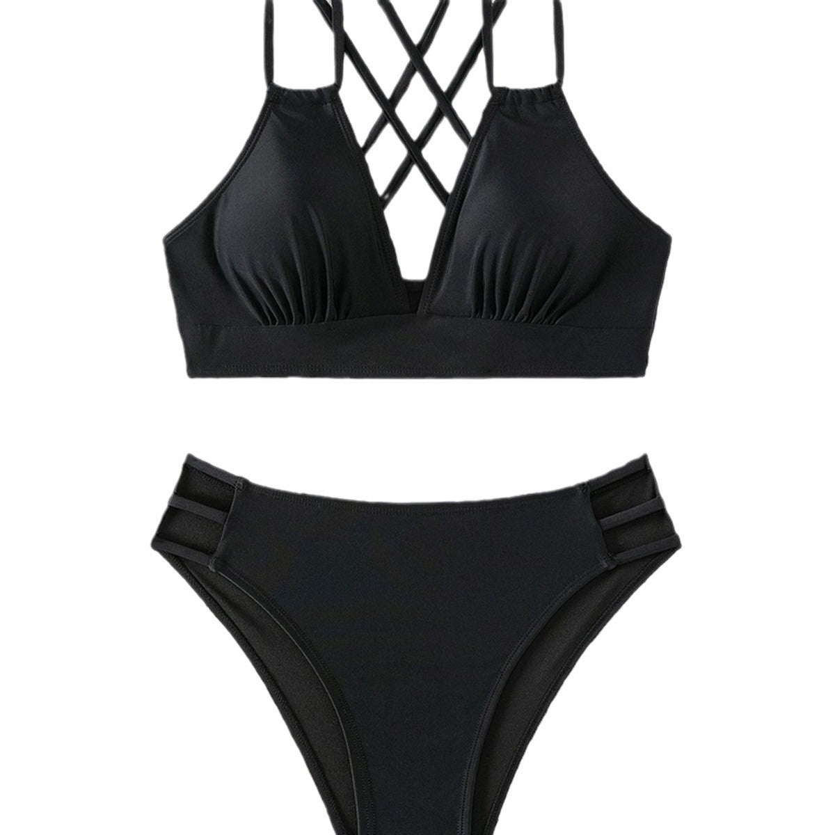 Damen Triangel-Bikini mit geflochtenen Trägern und hohem Schnitt R&B