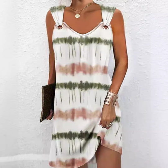 Damen ärmelloses Freizeitkleid mit modischem Cut-Out-Design und einzigartigem Farbverlauf Heidi-Mode