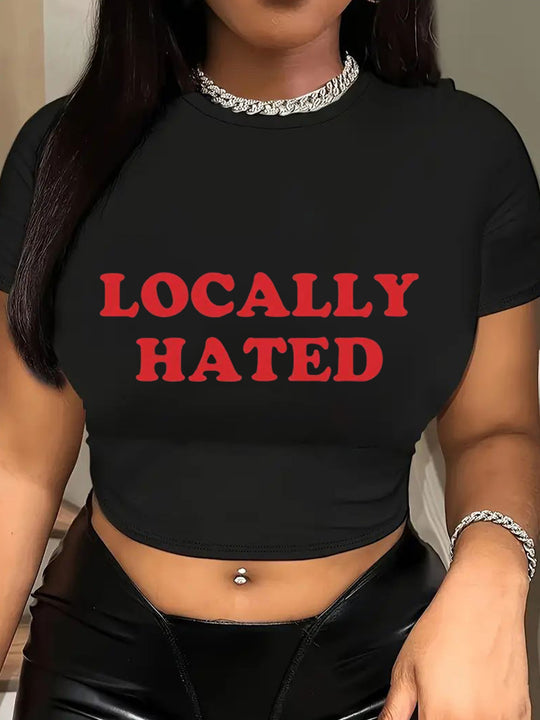 Damen Crop-T-Shirt mit fröhlichem Kirschmotiv R&B
