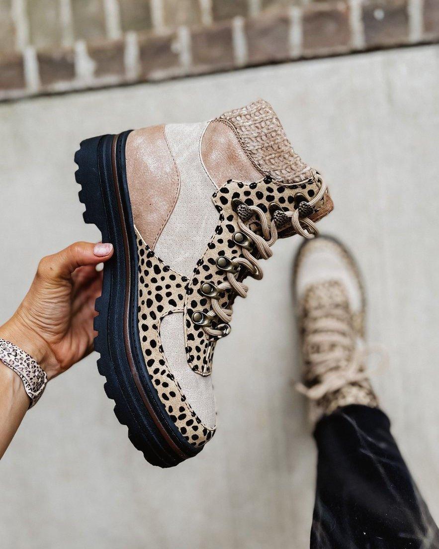 R&B | Stiefeletten mit Wildlederdetails Leopardenmuster