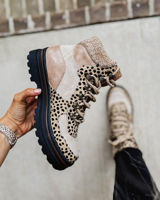 R&B | Stiefeletten mit Wildlederdetails Leopardenmuster
