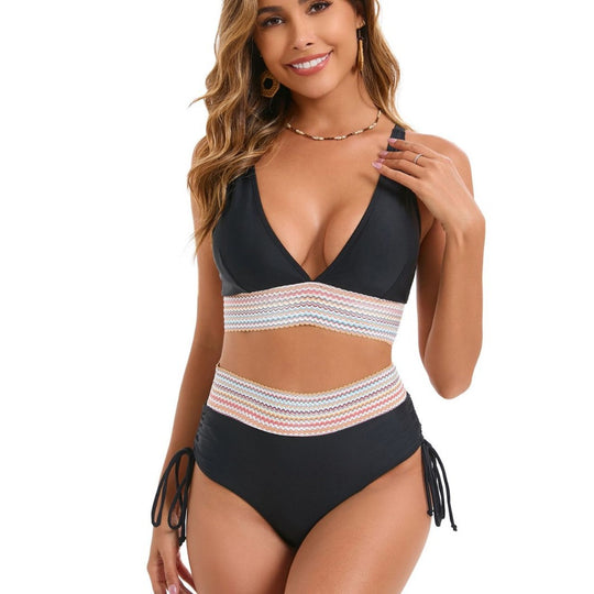 Damen Zweiteiliges Bikini-Set mit breitem Gummibund und hochwertige Rippstruktur R&B