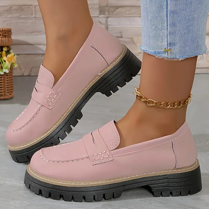 Damen Modische Slip-On Loafer mit komfortablem Plateau und rutschfester Sohle EB