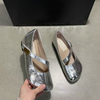 Damen elegante Ballerina-Pumps mit modischem Riemchen und dekorativer Schnalle R&B