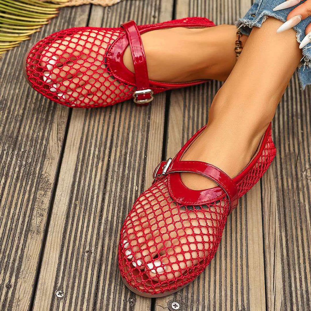 Damen elegante Freizeitschuhe mit Netzdesign und verstellbarem Riemen R&B