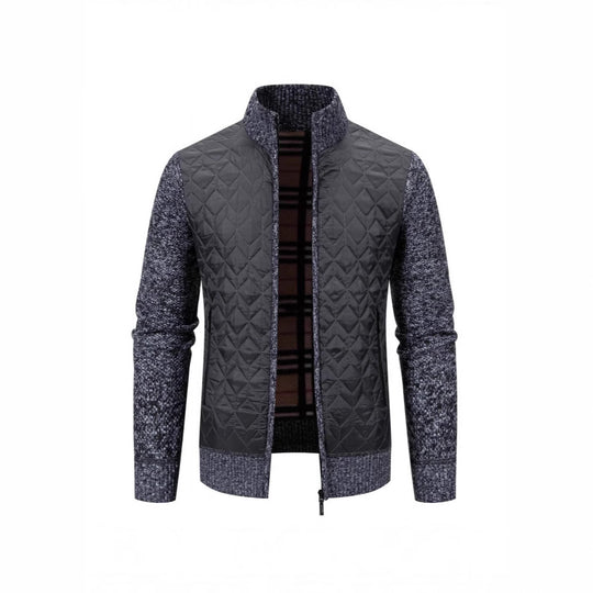 Herren Steppjacke mit hohem Kragen und eleganter Strickästhetik R&B