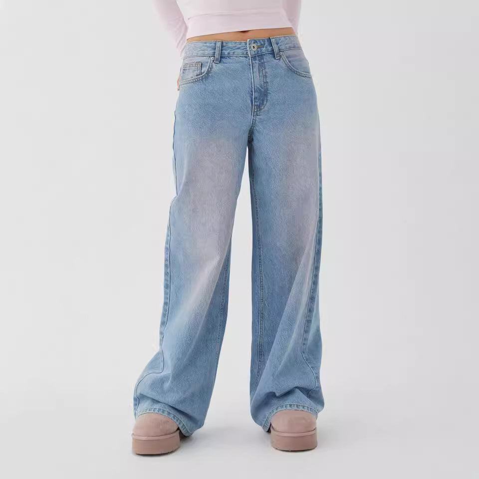 Damen Modische Weitjeans mit hohem Bund und vielseitigem Schnitt R&B