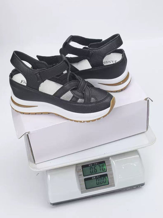 Damen Sportliche und elegante Plateausandalen mit praktischem Klettverschluss R&B