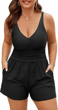 Damen Playsuit mit tiefem V-Ausschnitt und seitlichen Taschen R&B