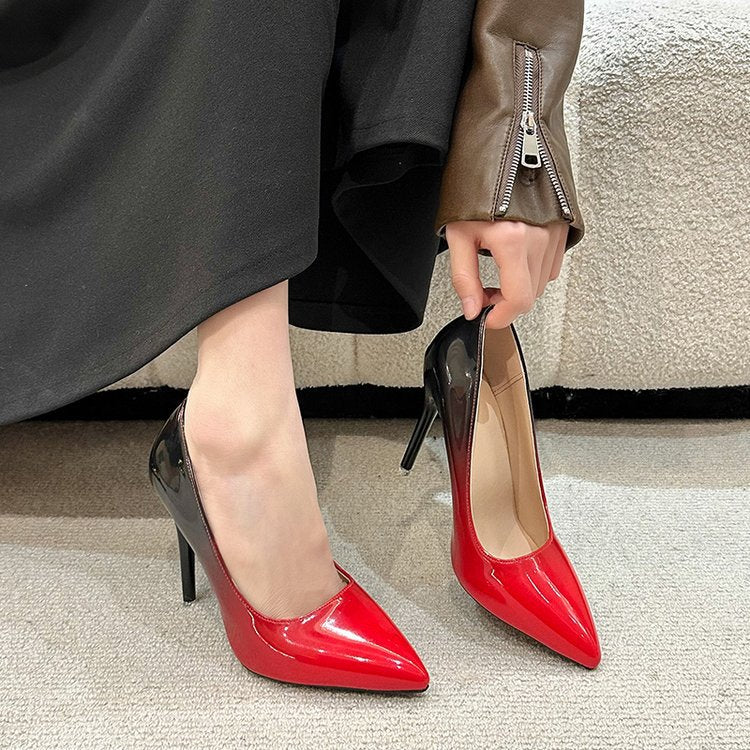Damen elegante Spitzen-High Heels mit funkelndem Effekt