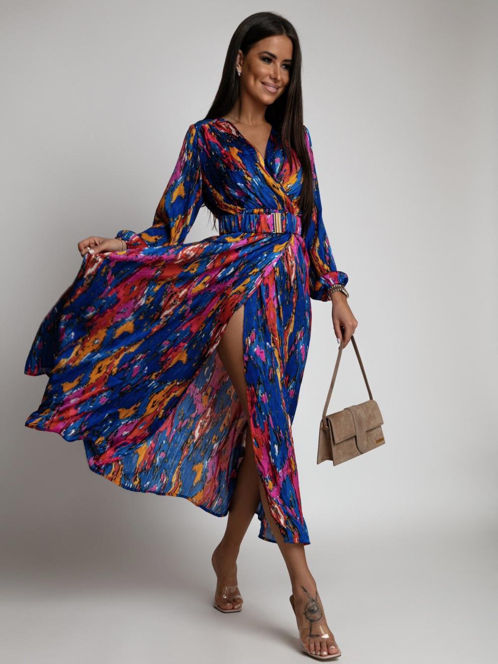 Damen Maxikleid mit bunten Mustern R&B
