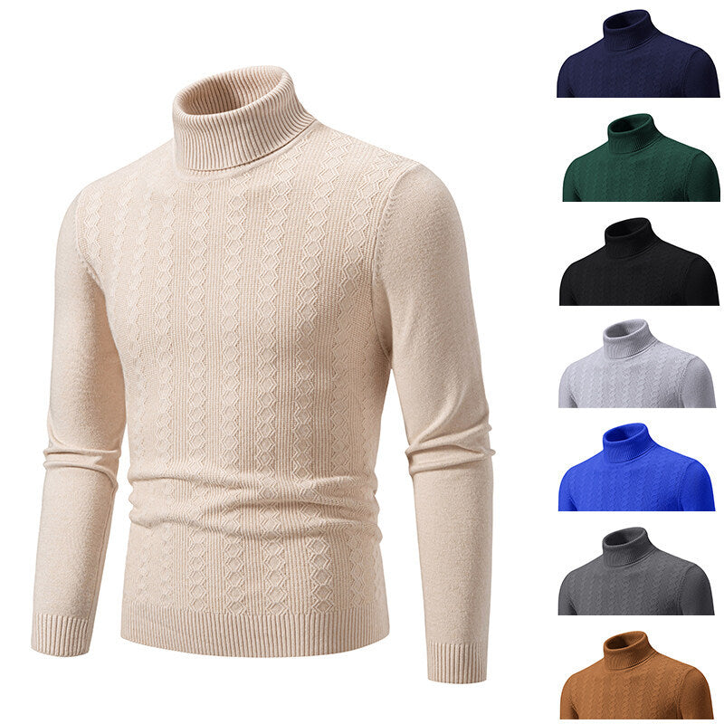 Herren Rollkragenpullover mit strukturiertem Zopfdesign