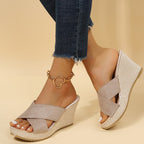 Damen Wedge-Pantoletten mit geflochtenem Design und komfortablem Fußbett R&B