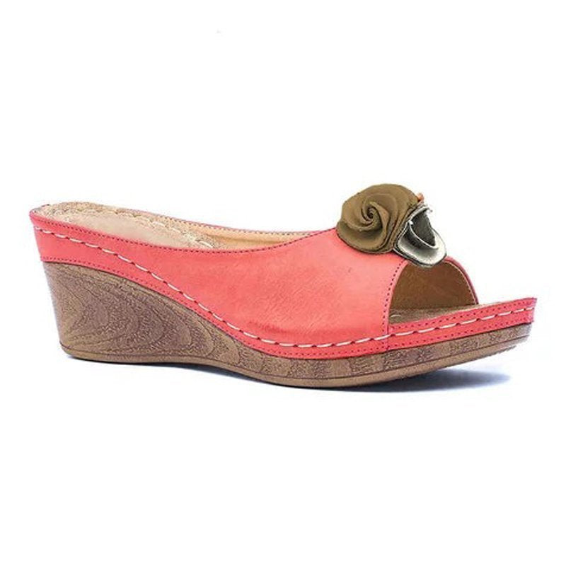 Damen Bequeme Keil-Sandalen mit dekorativem Blumenapplikation R&B
