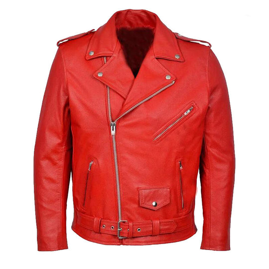 Herren Leder Bikerjacke mit dekorativem Gürtel