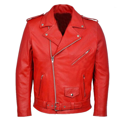 Herren Leder Bikerjacke mit dekorativem Gürtel