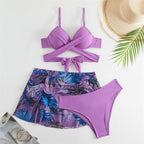 Damen Triangel-Bikini-Set mit hochwertigem Wickel-Oberteil und passendem Rock R&B