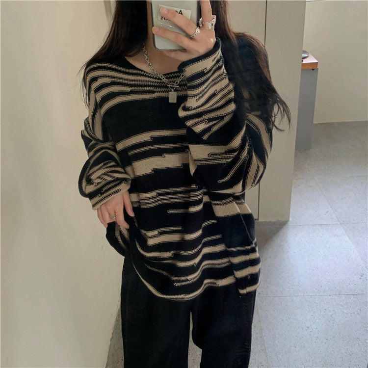 Damen Strickpullover mit elegantem Streifenmuster und lässigem Schnitt R&B