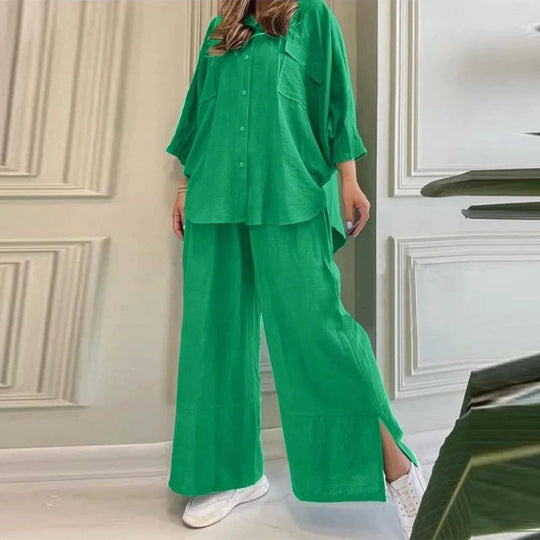 Damen lässiges und luftiges Oberteil mit weitem Hosenanzug R&B