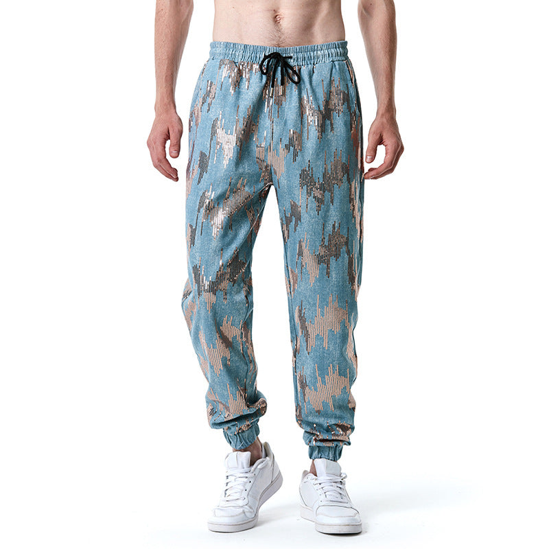 Herren Freizeithose mit Glitzer-Effekt und elastischem Bund