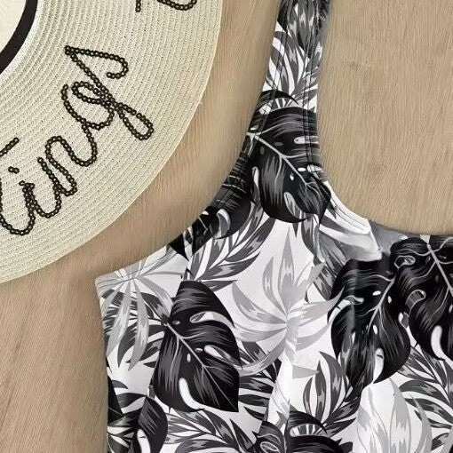 Damen Einteiliger Badeanzug mit floralem Oberteil R&B