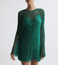 Damen Glitzerndes Cocktailkleid mit schimmernden Pailletten und langen Ärmeln R&B