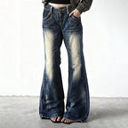 Damen Flared Jeans mit modischem Used-Look R&B