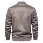 Herren nan Wildlederoptik-Collegejacke mit Druckknopfverschluss, Pattentaschen und geripptem Saum R&B
